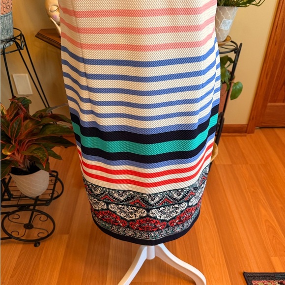 Karin Steven’s Shift Women's Pink White Blue Sleeveless Summer Dress Size 12 - Picture 4 of 16